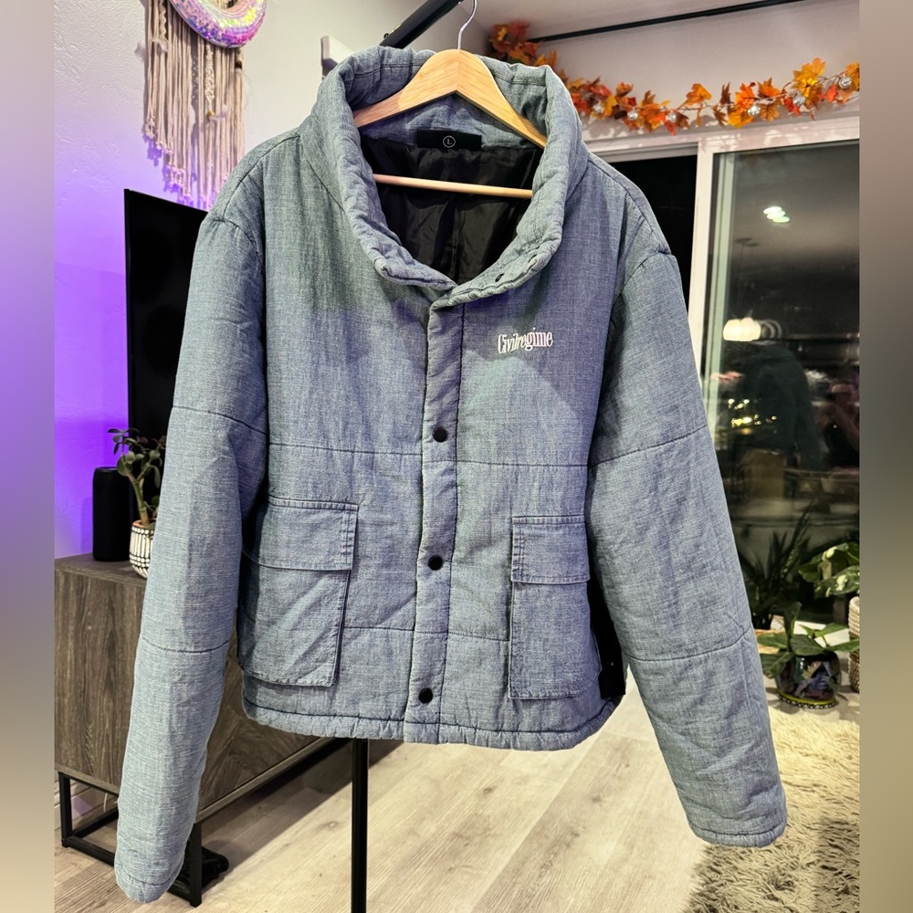 Civil Regime Light Blue/Gray Puffer Jacket - L